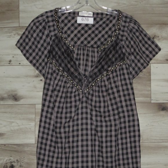 Faith 21*Women's Short Sleeve Pullover Split V-Neck Studded Tie Back Waist~ XL - Picture 7 of 13